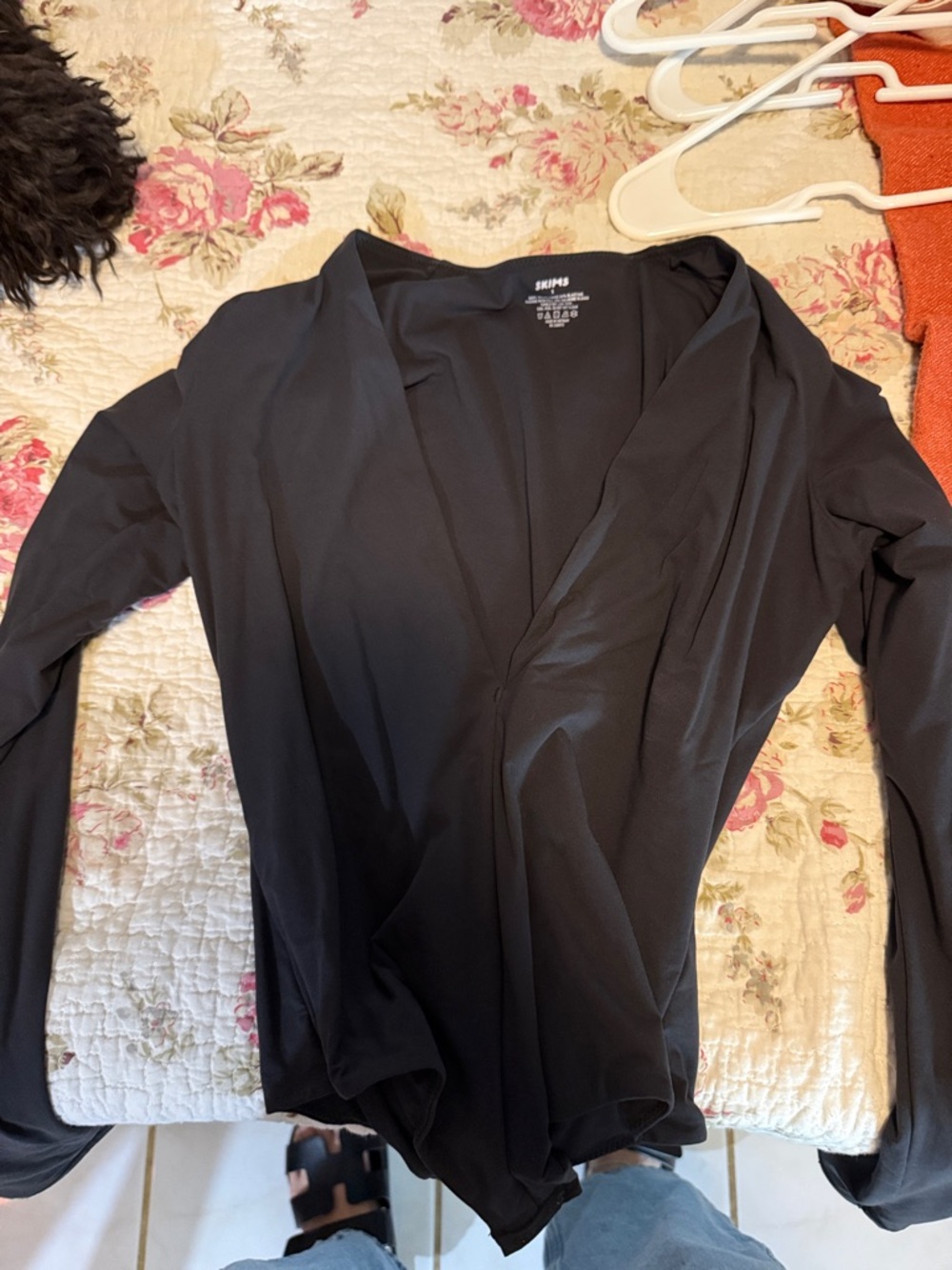 SKIMS Black Long Sleeve Bodysuit